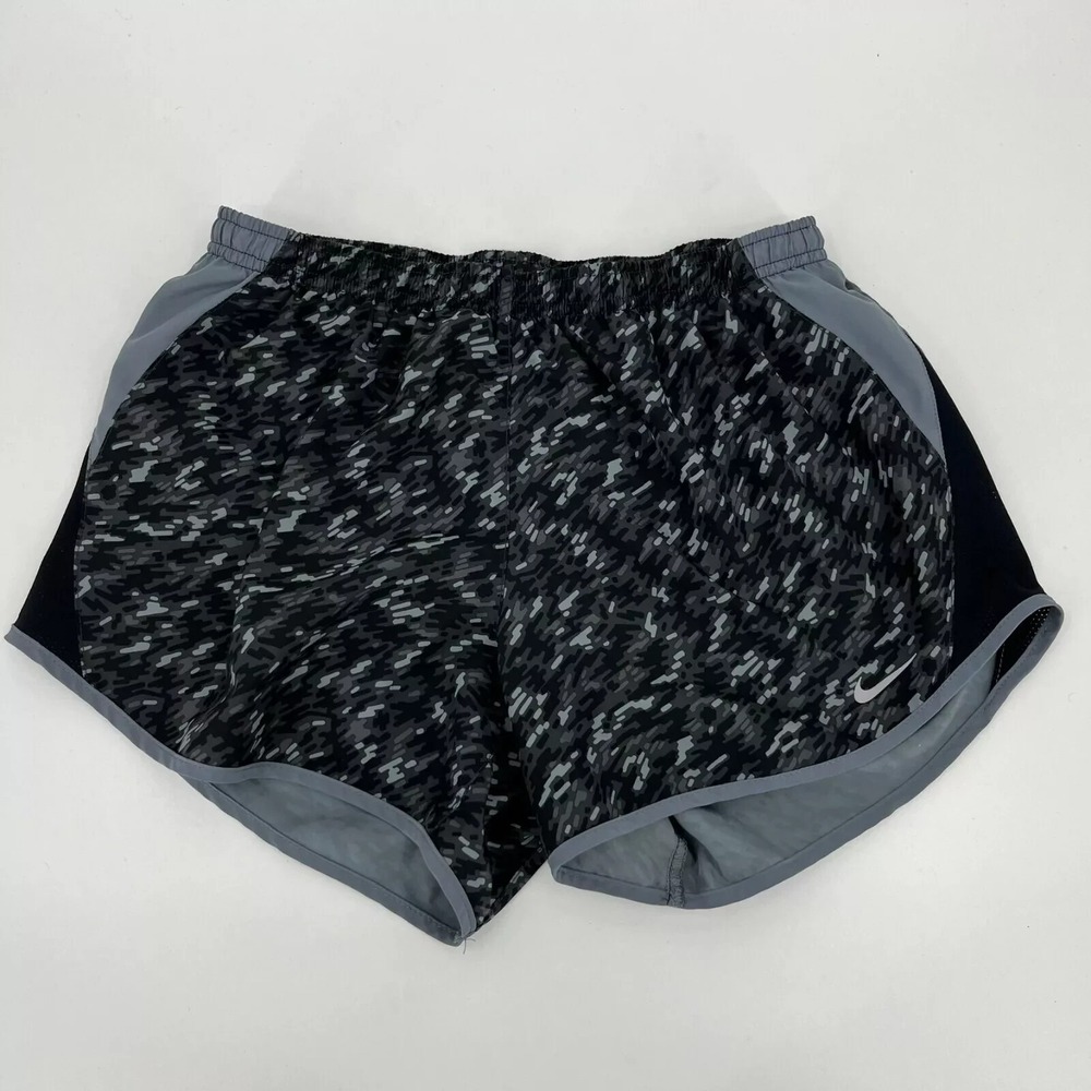 Nike Dri-FIT Women Grey Black Digital Camo Running Shorts Size Small